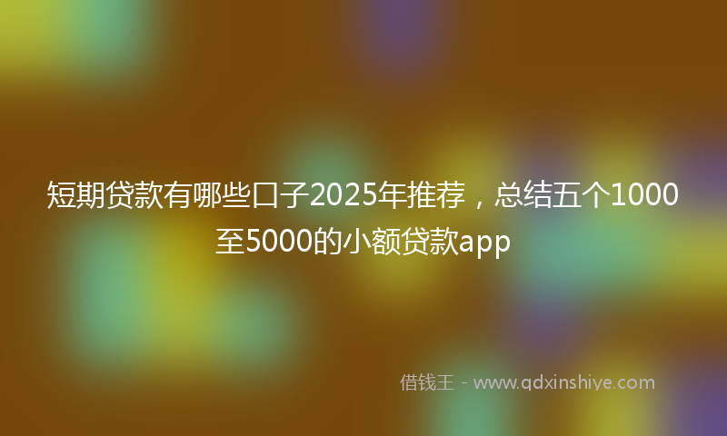 短期贷款有哪些口子2025年推荐，总结五个1000至5000的小额贷款app