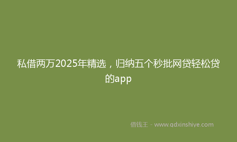 私借两万2025年精选，归纳五个秒批网贷轻松贷的app