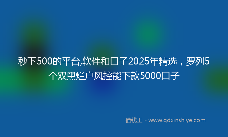 秒下500的平台,软件和口子2025年精选，罗列5个双黑烂户风控能下款5000口子
