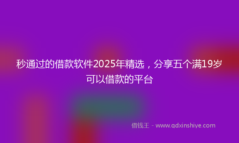 秒通过的借款软件2025年精选，分享五个满19岁可以借款的平台
