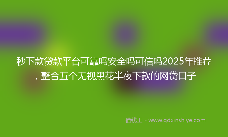 秒下款贷款平台可靠吗安全吗可信吗2025年推荐，整合五个无视黑花半夜下款的网贷口子