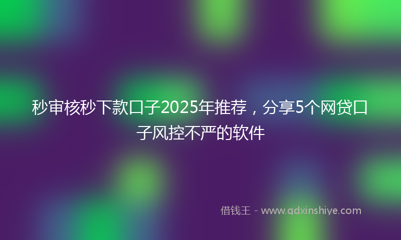 秒审核秒下款口子2025年推荐，分享5个网贷口子风控不严的软件
