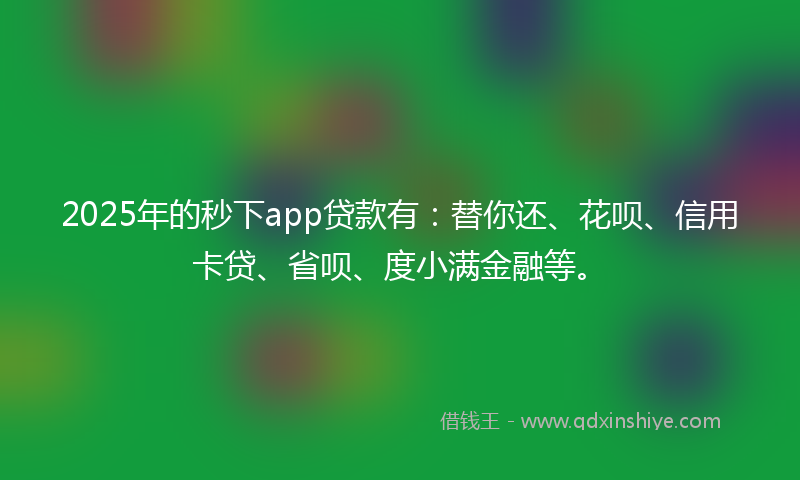 2025年的秒下app贷款有：替你还、花呗、信用卡贷、省呗、度小满金融等。
