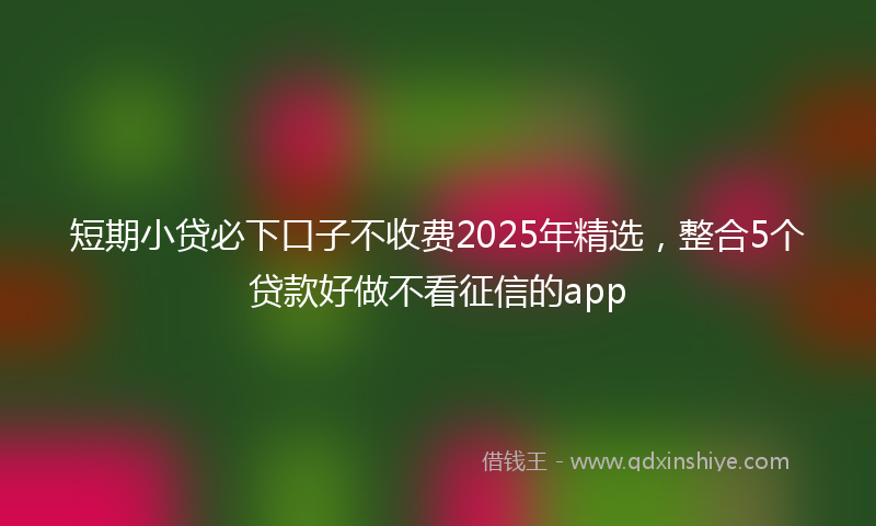 短期小贷必下口子不收费2025年精选，整合5个贷款好做不看征信的app