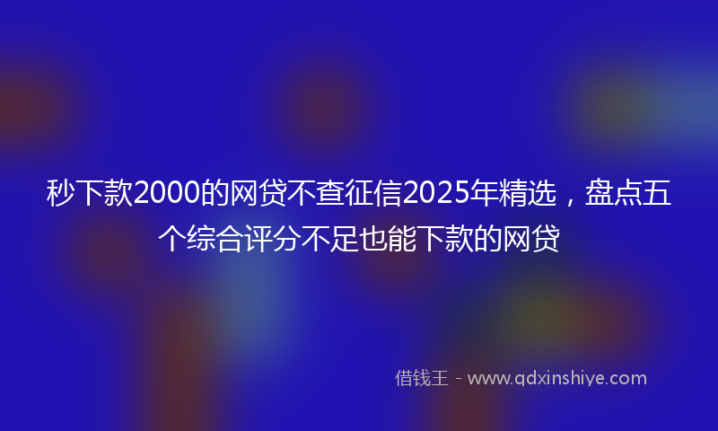 秒下款2000的网贷不查征信2025年精选，盘点五个综合评分不足也能下款的网贷