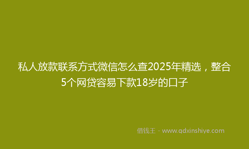 私人放款联系方式微信怎么查2025年精选,整合5个网贷容易下款18岁的口子