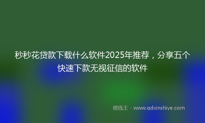 秒秒花贷款下载什么软件2025年推荐，分享五个快速下款无视征信的软件