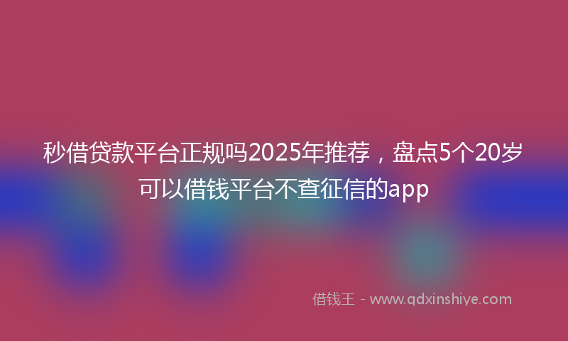 秒借贷款平台正规吗2025年推荐，盘点5个20岁可以借钱平台不查征信的app