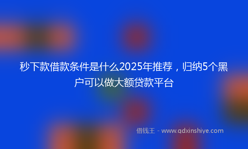 秒下款借款条件是什么2025年推荐，归纳5个黑户可以做大额贷款平台