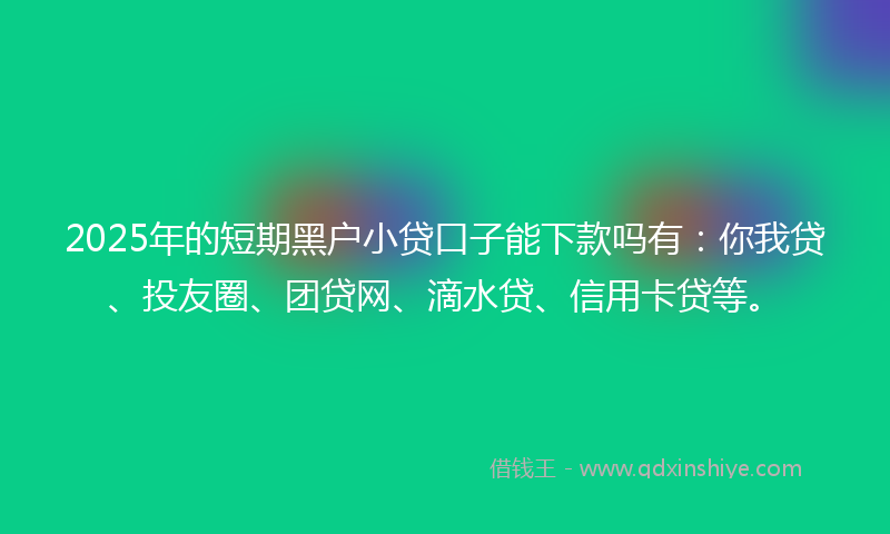 2025年的短期黑户小贷口子能下款吗有：你我贷、投友圈、团贷网、滴水贷、信用卡贷等。