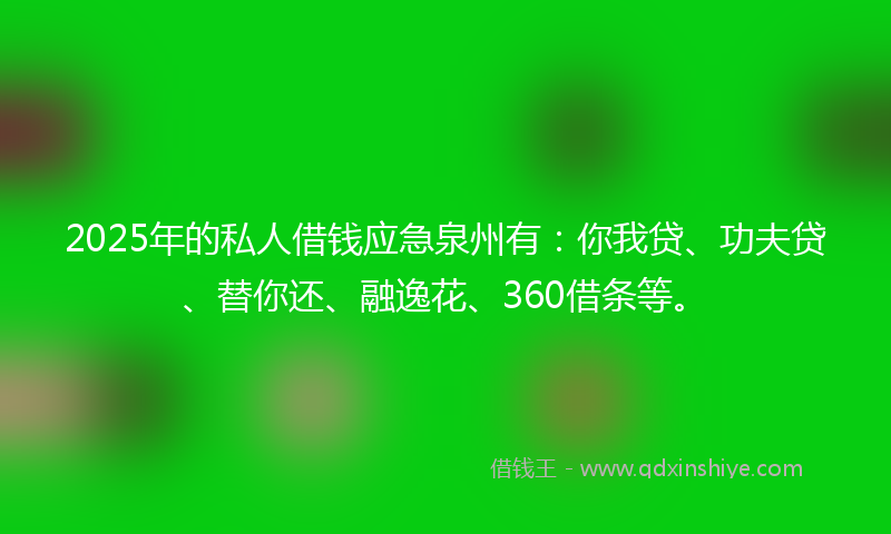 2025年的私人借钱应急泉州有：你我贷、功夫贷、替你还、融逸花、360借条等。
