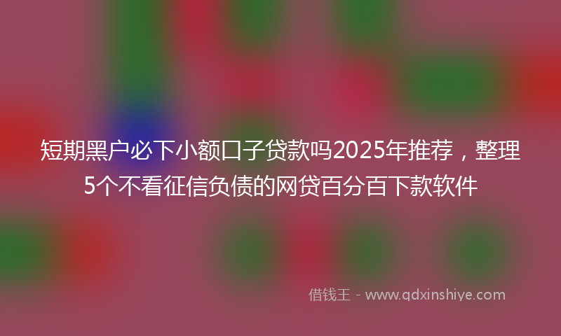 短期黑户必下小额口子贷款吗2025年推荐，整理5个不看征信负债的网贷百分百下款软件