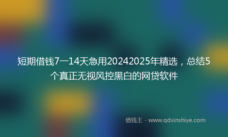 短期借钱7一14天急用20242025年精选，总结5个真正无视风控黑白的网贷软件