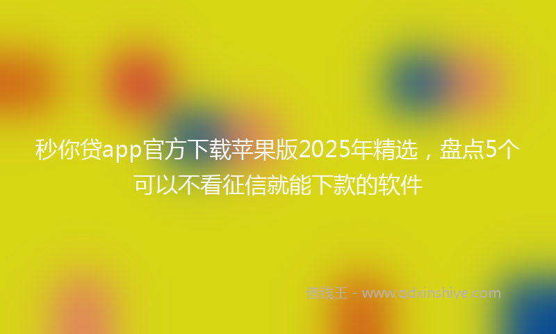 秒你贷app官方下载苹果版2025年精选，盘点5个可以不看征信就能下款的软件