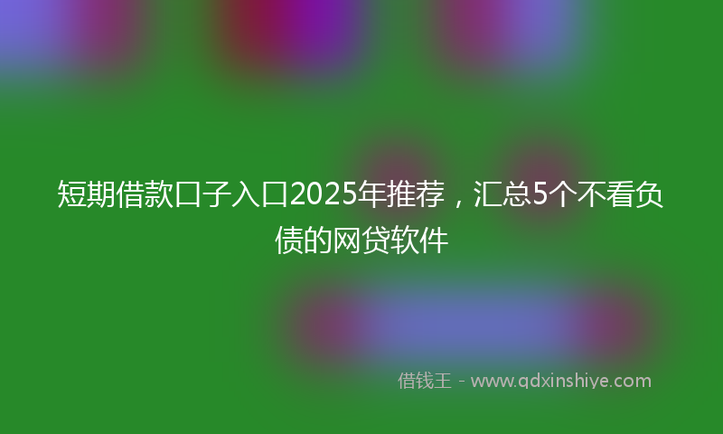 短期借款口子入口2025年推荐，汇总5个不看负债的网贷软件