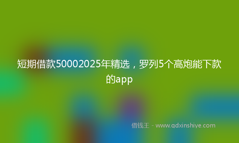 短期借款50002025年精选，罗列5个高炮能下款的app