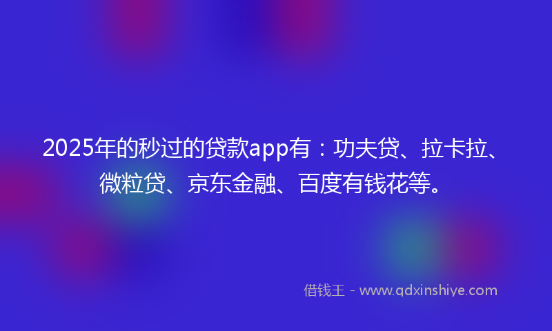 2025年的秒过的贷款app有：功夫贷、拉卡拉、微粒贷、京东金融、百度有钱花等。