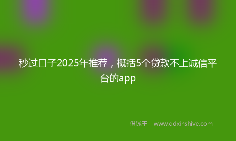 秒过口子2025年推荐，概括5个贷款不上诚信平台的app