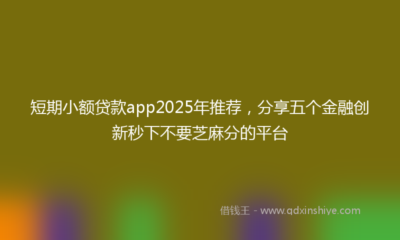 短期小额贷款app2025年推荐，分享五个金融创新秒下不要芝麻分的平台