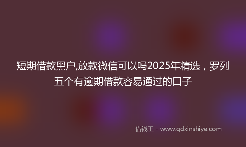 短期借款黑户,放款微信可以吗2025年精选，罗列五个有逾期借款容易通过的口子