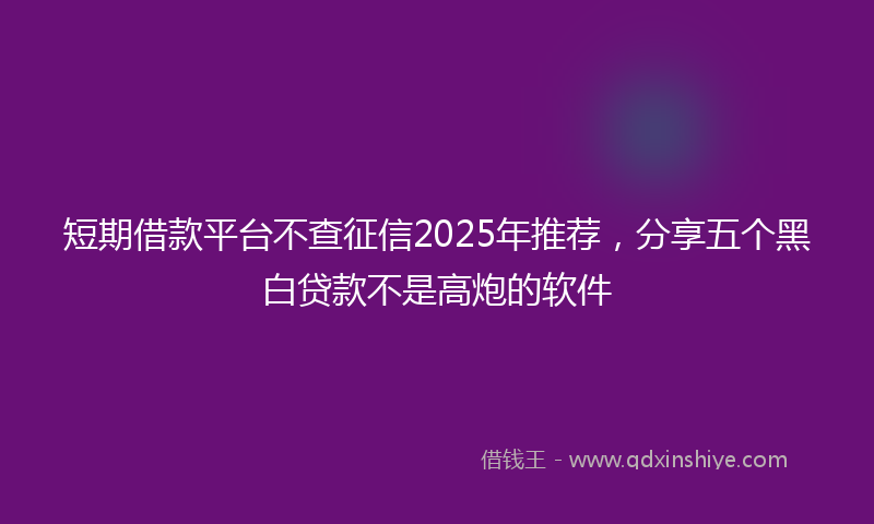 短期借款平台不查征信2025年推荐，分享五个黑白贷款不是高炮的软件
