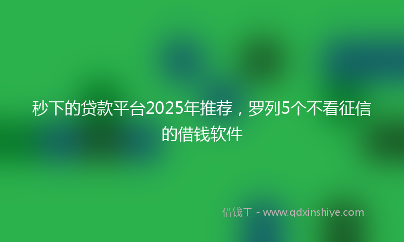 秒下的贷款平台2025年推荐，罗列5个不看征信的借钱软件