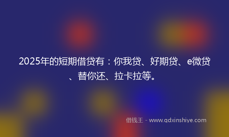2025年的短期借贷有：你我贷、好期贷、e微贷、替你还、拉卡拉等。