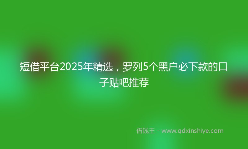 短借平台2025年精选，罗列5个黑户必下款的口子贴吧推荐