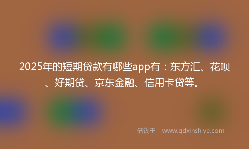 2025年的短期贷款有哪些app有：东方汇、花呗、好期贷、京东金融、信用卡贷等。