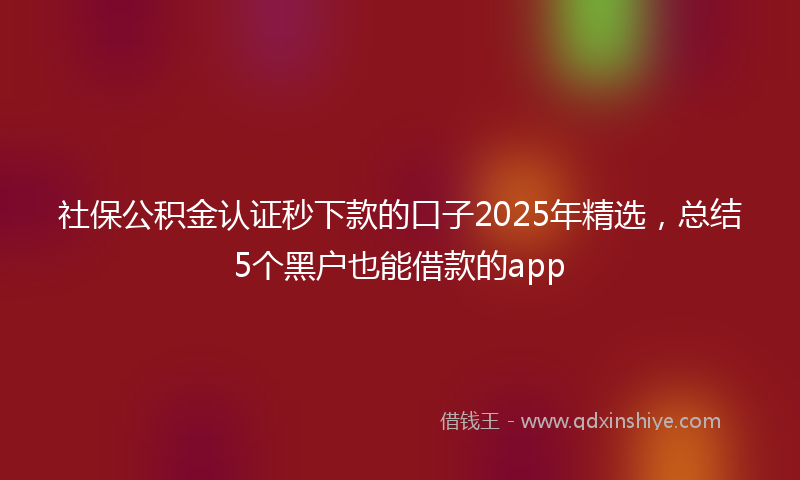 社保公积金认证秒下款的口子2025年精选，总结5个黑户也能借款的app