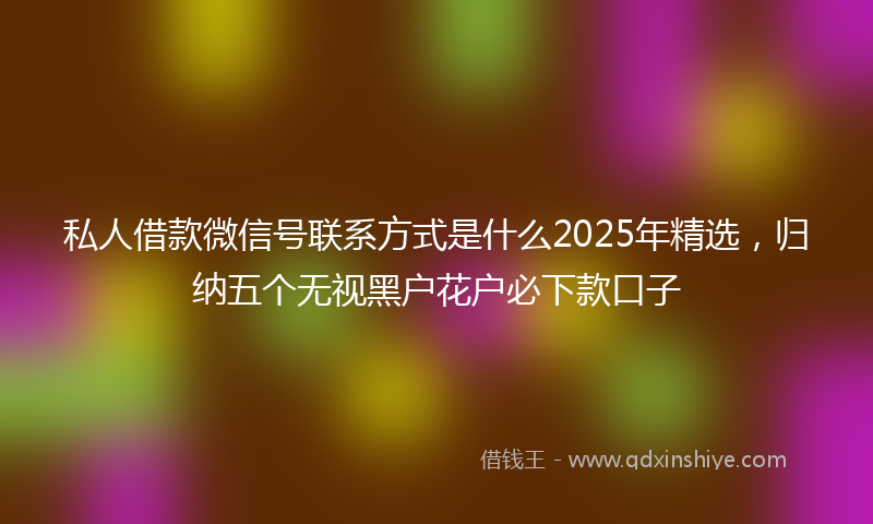 私人借款微信号联系方式是什么2025年精选，归纳五个无视黑户花户必下款口子