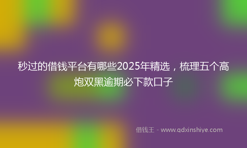 秒过的借钱平台有哪些2025年精选，梳理五个高炮双黑逾期必下款口子