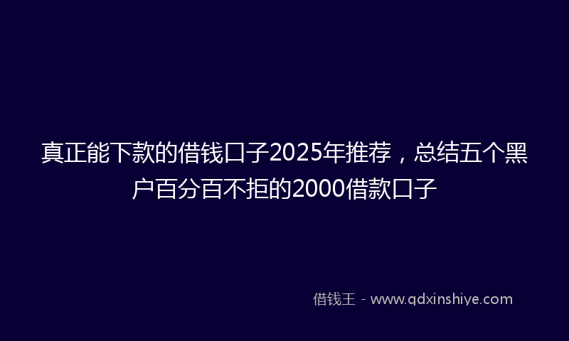 真正能下款的借钱口子2025年推荐，总结五个黑户百分百不拒的2000借款口子