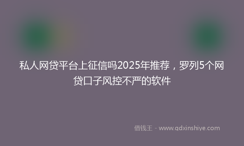 私人网贷平台上征信吗2025年推荐，罗列5个网贷口子风控不严的软件