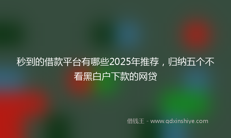 秒到的借款平台有哪些2025年推荐，归纳五个不看黑白户下款的网贷