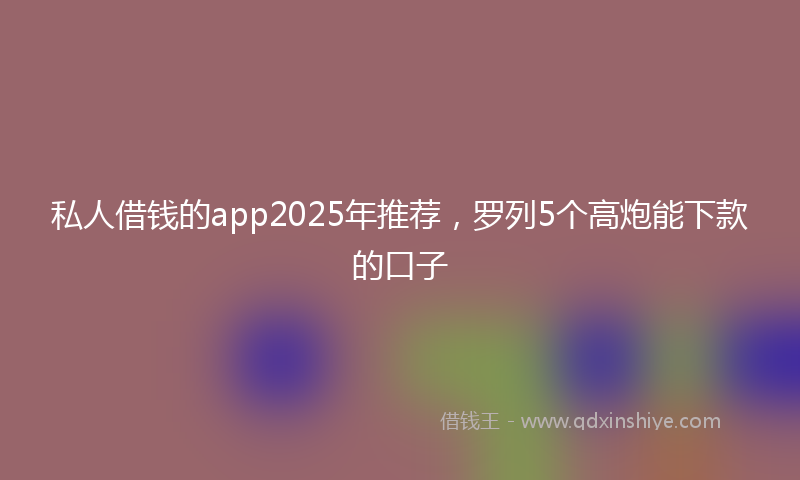 私人借钱的app2025年推荐，罗列5个高炮能下款的口子