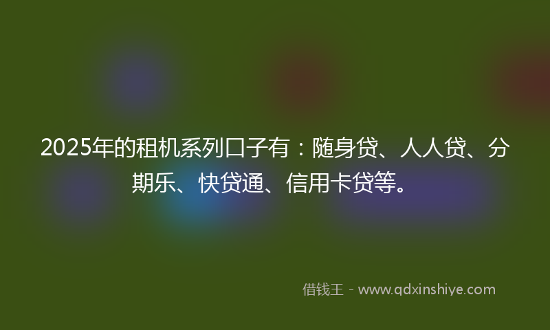2025年的租机系列口子有：随身贷、人人贷、分期乐、快贷通、信用卡贷等。
