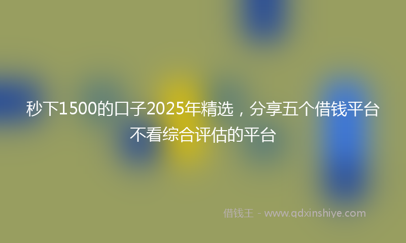 秒下1500的口子2025年精选，分享五个借钱平台不看综合评估的平台
