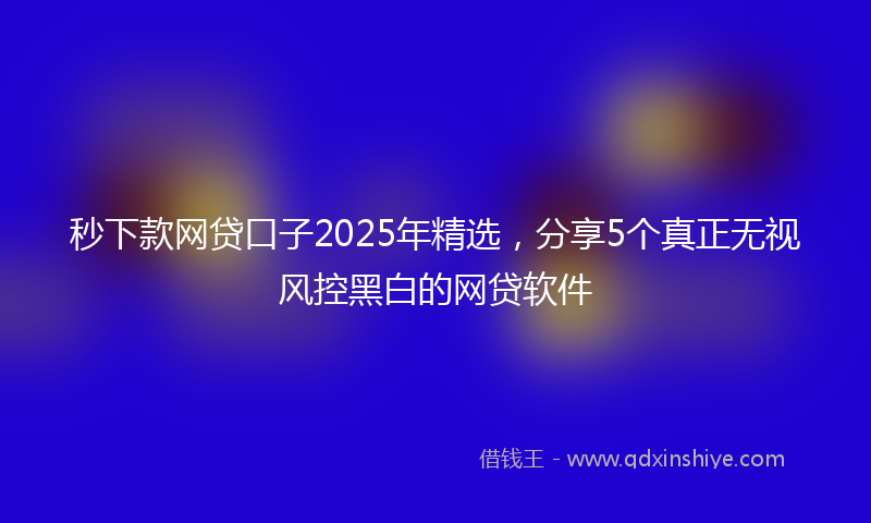 秒下款网贷口子2025年精选，分享5个真正无视风控黑白的网贷软件
