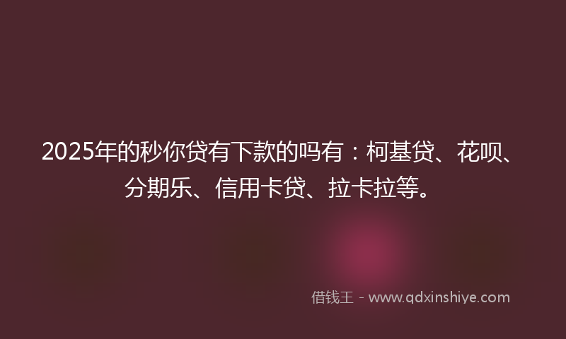 2025年的秒你贷有下款的吗有：柯基贷、花呗、分期乐、信用卡贷、拉卡拉等。