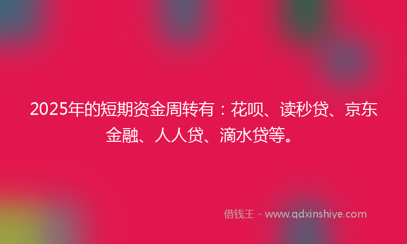 2025年的短期资金周转有：花呗、读秒贷、京东金融、人人贷、滴水贷等。