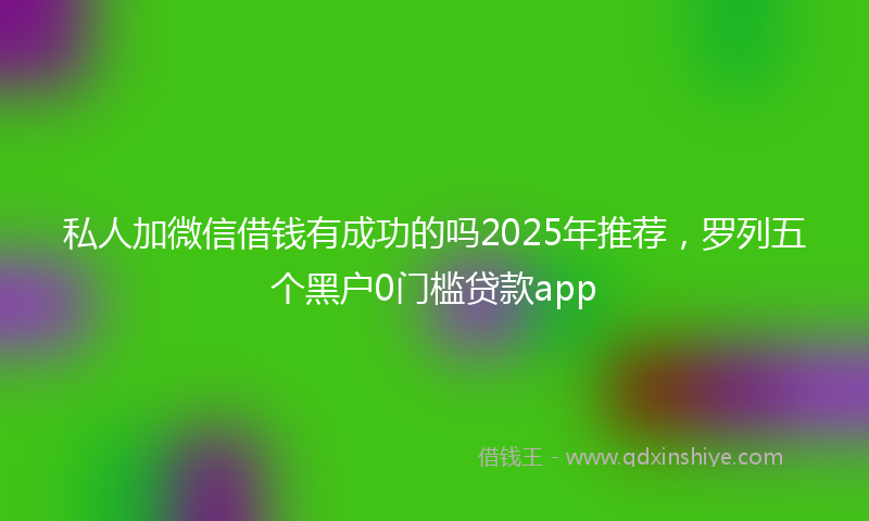 私人加微信借钱有成功的吗2025年推荐，罗列五个黑户0门槛贷款app