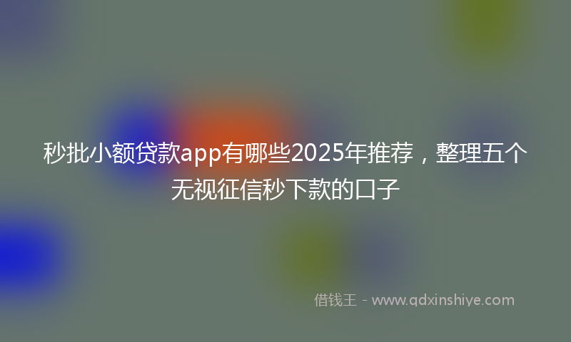 秒批小额贷款app有哪些2025年推荐，整理五个无视征信秒下款的口子