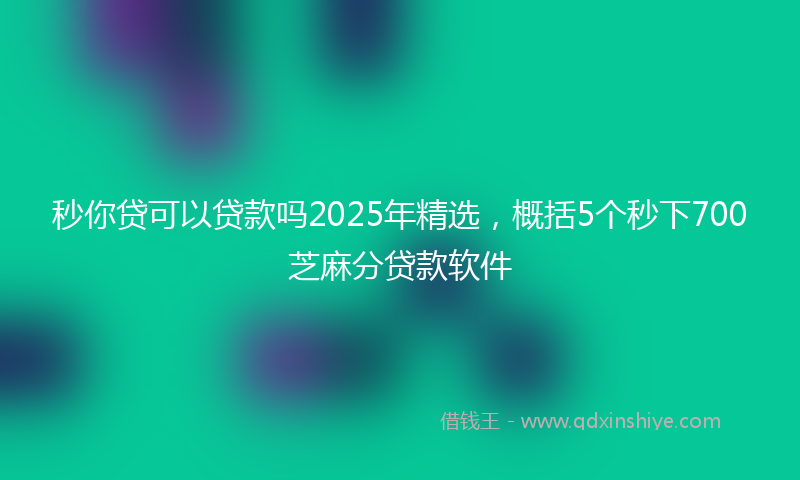 秒你贷可以贷款吗2025年精选，概括5个秒下700芝麻分贷款软件