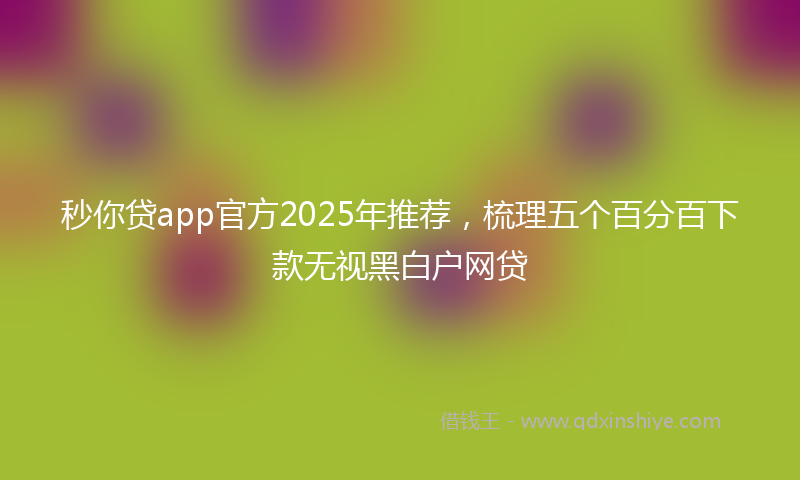 秒你贷app官方2025年推荐，梳理五个百分百下款无视黑白户网贷