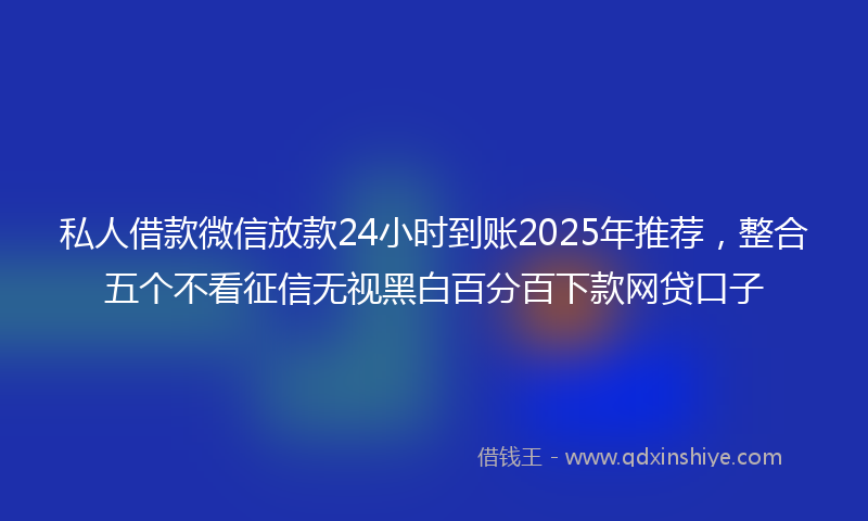 私人借款微信放款24小时到账2025年推荐，整合五个不看征信无视黑白百分百下款网贷口子