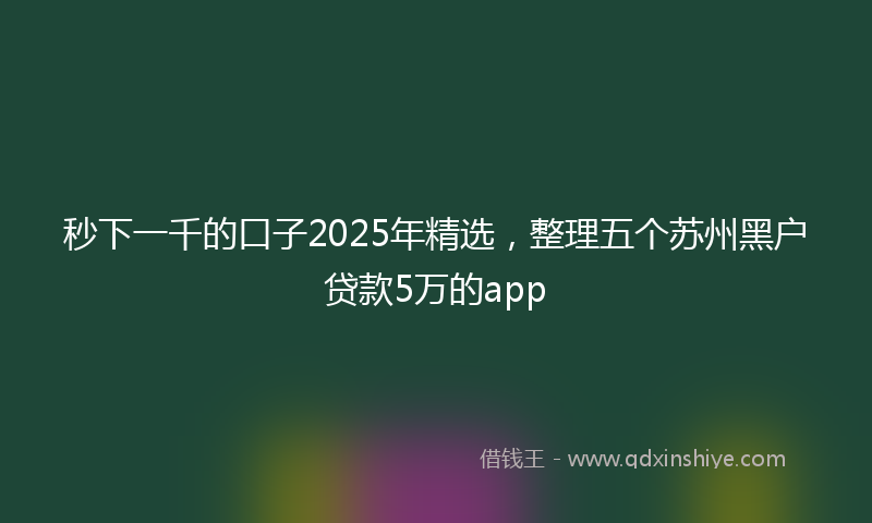秒下一千的口子2025年精选，整理五个苏州黑户贷款5万的app