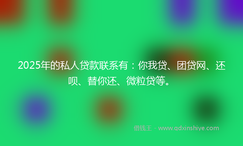 2025年的私人贷款联系有：你我贷、团贷网、还呗、替你还、微粒贷等。