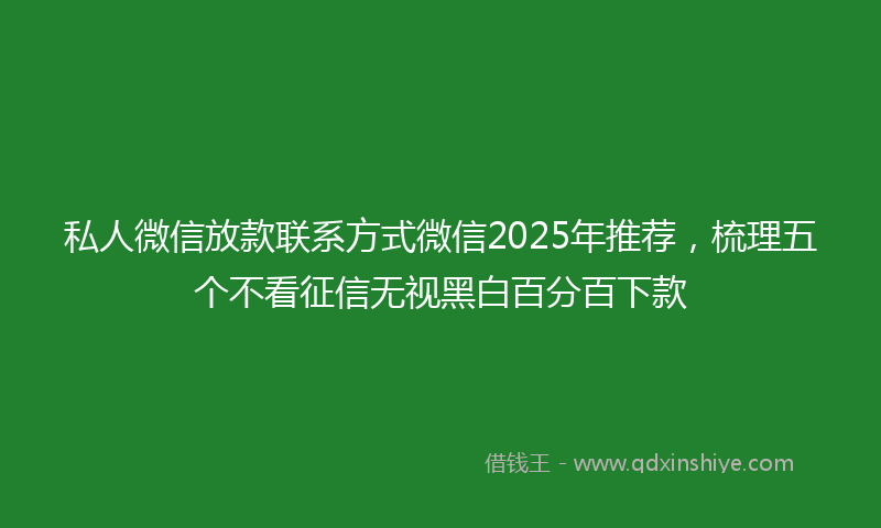 私人微信放款联系方式微信2025年推荐，梳理五个不看征信无视黑白百分百下款