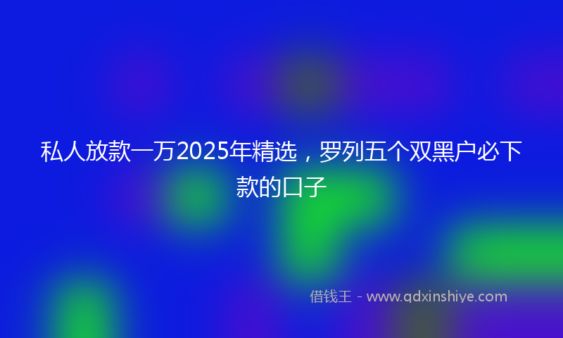私人放款一万2025年精选，罗列五个双黑户必下款的口子